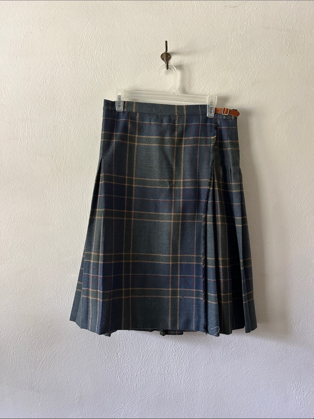 Women's Ralph Lauren Pleated Plaid Kilt Teal Wrap Skirt